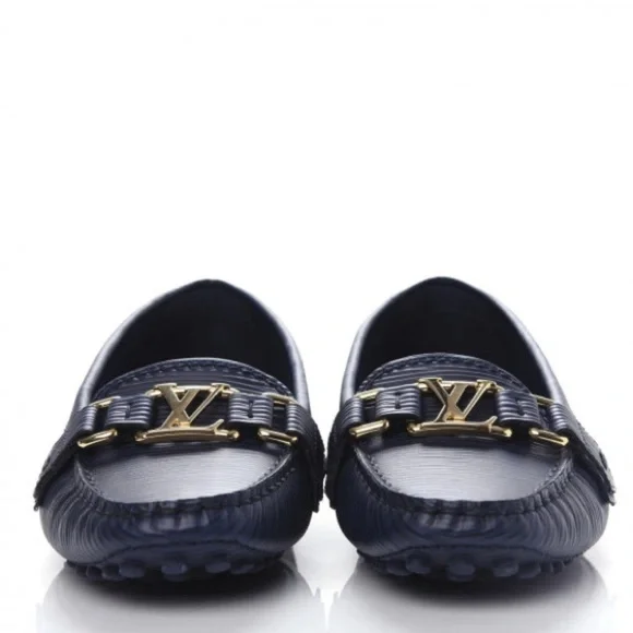 Louis Vuitton Navy Blue Loafers with Gold Accent - Picture 7 of 16